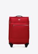 Średnia walizka miękka z błyszczącym suwakiem z przodu, czerwony, 56-3S-852-90, Zdjęcie 1