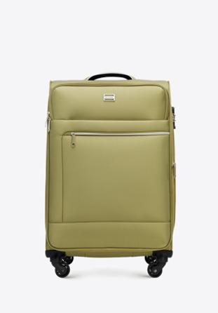Medium-sized soft shell suitcase, green, 56-3S-852-80, Photo 1
