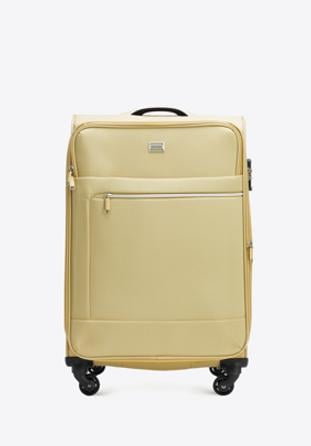 Medium-sized soft shell suitcase, beige, 56-3S-852-86, Photo 1