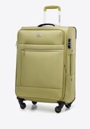 Średnia walizka miękka z błyszczącym suwakiem z przodu, zielony, 56-3S-852-80, Zdjęcie 4