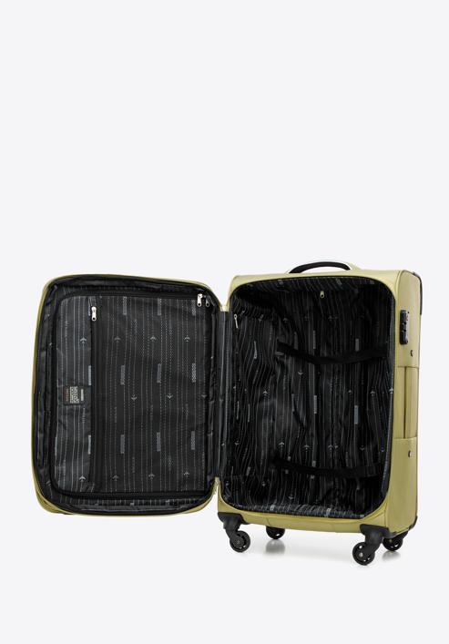 Średnia walizka miękka z błyszczącym suwakiem z przodu, zielony, 56-3S-852-86, Zdjęcie 5