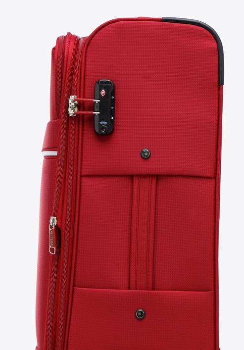 Duża walizka miękka z błyszczącym suwakiem z przodu, czerwony, 56-3S-853-90, Zdjęcie 7