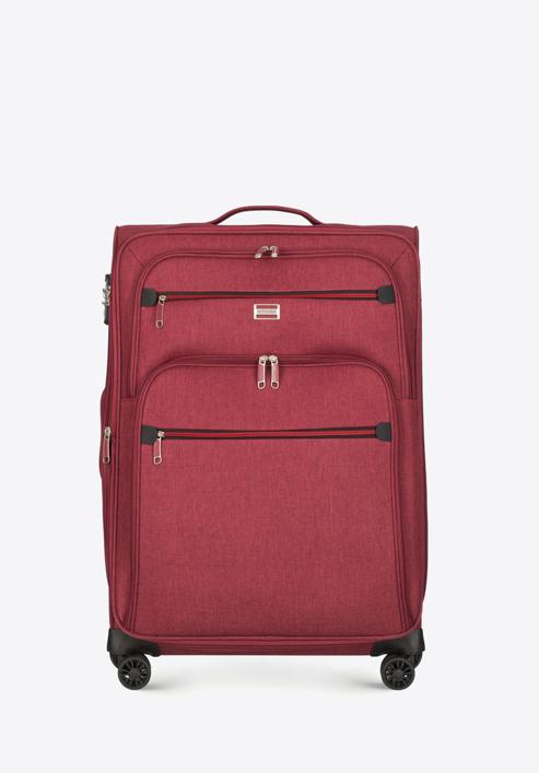Zestaw walizek miękkich z czerwonym suwakiem, bordowy, 56-3S-50S-91, Zdjęcie 2