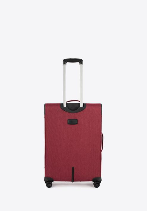 Zestaw walizek miękkich z czerwonym suwakiem, bordowy, 56-3S-50S-91, Zdjęcie 4