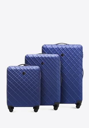 Zestaw walizek z ABS-u z deseniem, granatowy, 56-3A-55S-91, Zdjęcie 1