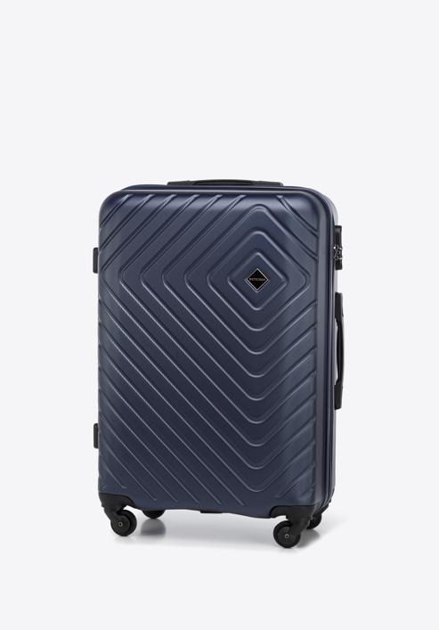 Zestaw walizek z ABS-u z geometrycznym tłoczeniem, granatowy, 56-3A-75S-35, Zdjęcie 4