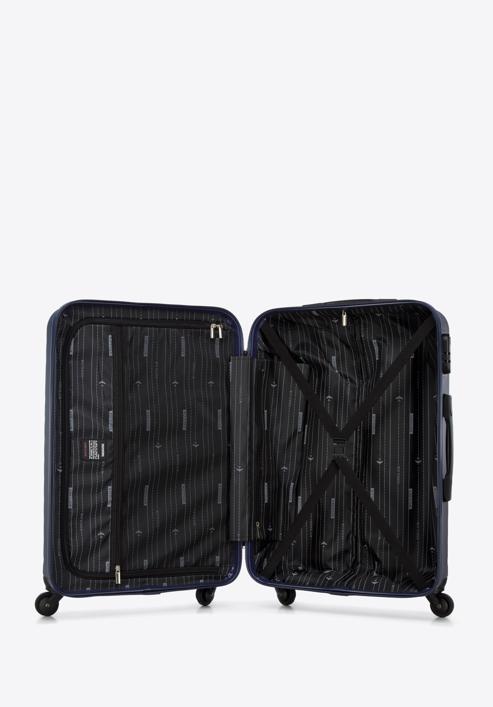 Zestaw walizek z ABS-u z geometrycznym tłoczeniem, granatowy, 56-3A-75S-35, Zdjęcie 6