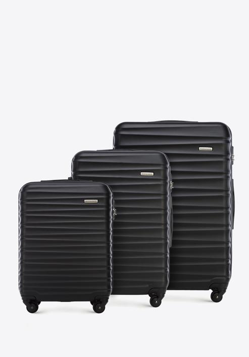 Zestaw walizek z ABS-u z żebrowaniem, czarny, 56-3A-31S-86, Zdjęcie 1
