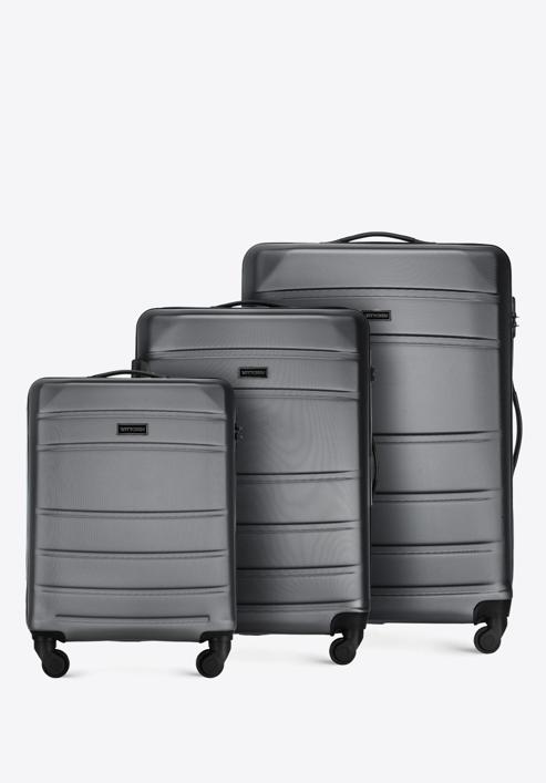 Zestaw walizek z ABS-u żłobionych, szary, 56-3A-65S-10, Zdjęcie 1