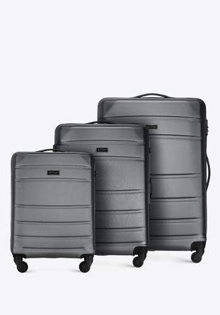 Zestaw walizek z ABS-u żłobionych, szary, 56-3A-65S-01, Zdjęcie 1