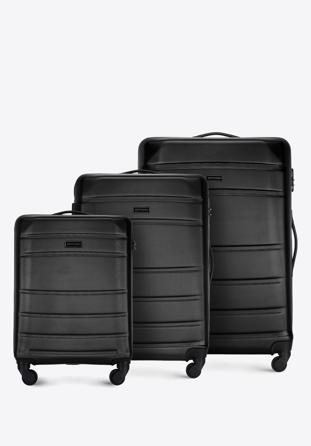 Zestaw walizek z ABS-u Å¼Å‚obionych, czarny, 56-3A-65S-10, ZdjÄ™cie 1