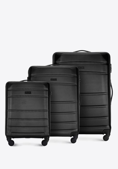 Zestaw walizek z ABS-u żłobionych, czarny, 56-3A-65S-34, Zdjęcie 1