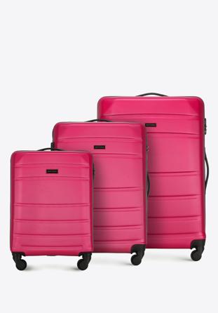 Zestaw walizek z ABS-u żłobionych różowy