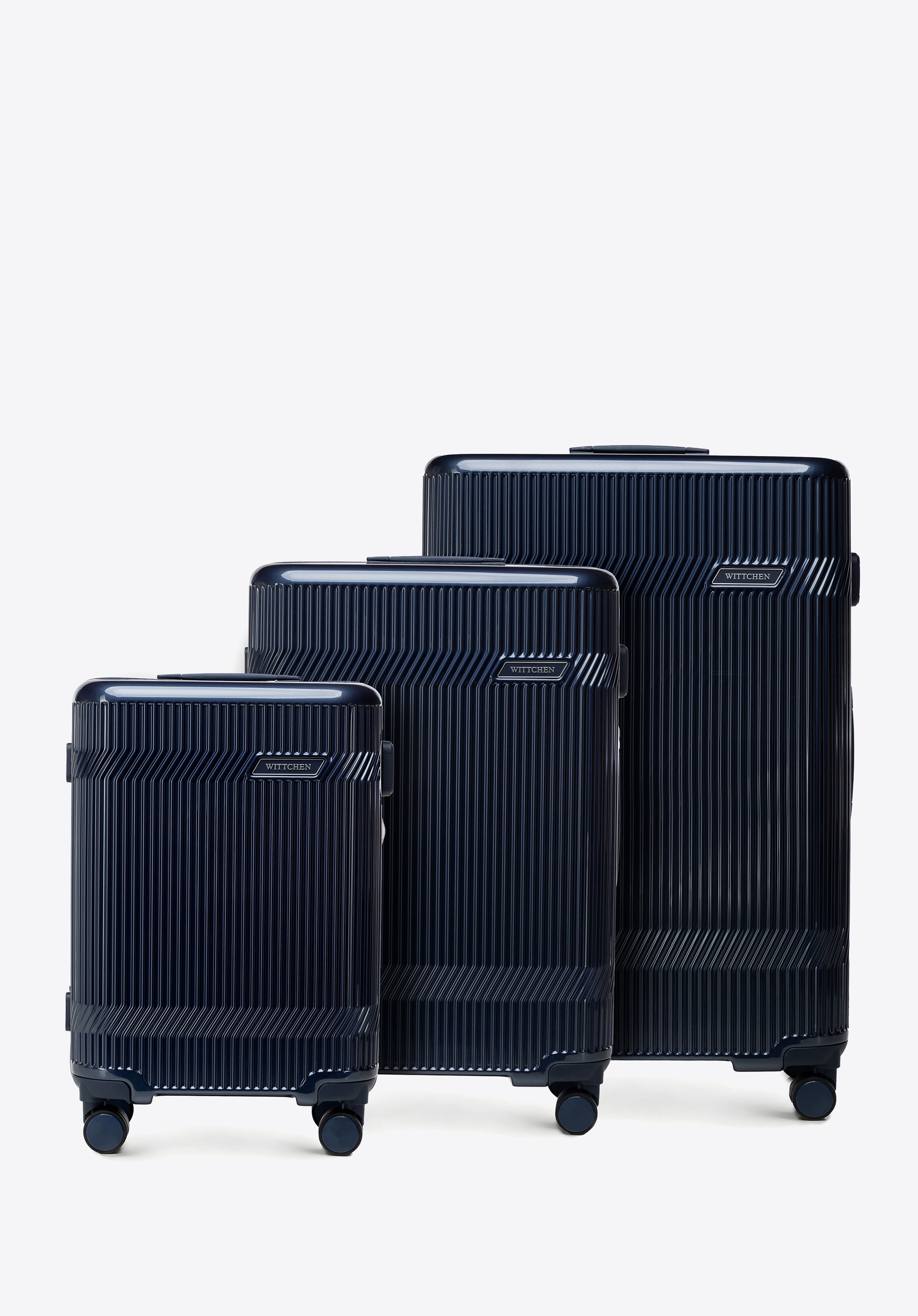 Polycarbonate luggage set with a high-gloss finish, navy blue, 56-3P-01S-90, Photo 1