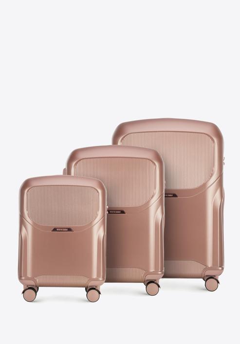 Polycarbonate luggage set with a rose gold zipper, muted pink, 56-3P-13S-10, Photo 1