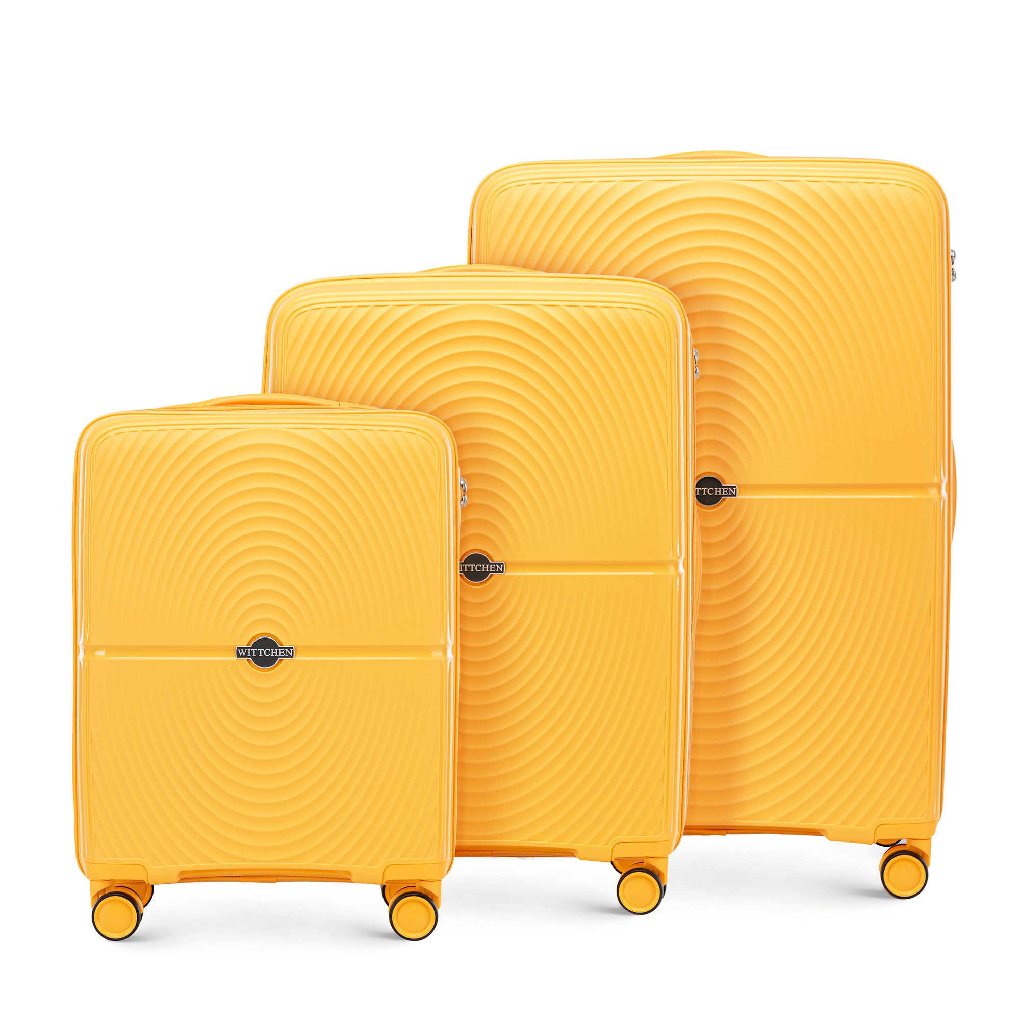 Sada polypropylénových kufrov s kruhmi, žltá 56-3T-30S-50
