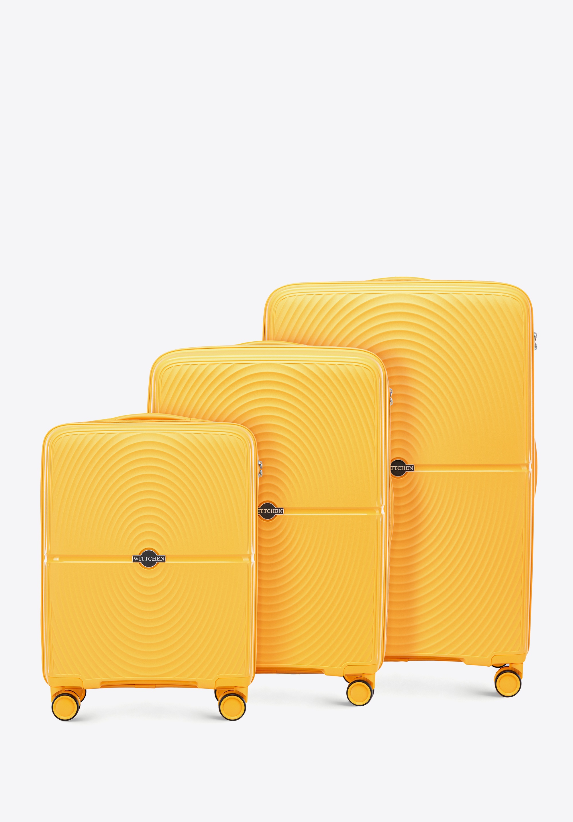 Zestaw walizek z polipropylenu w okręgi, żółty, 56-3T-30S-50, Zdjęcie 1