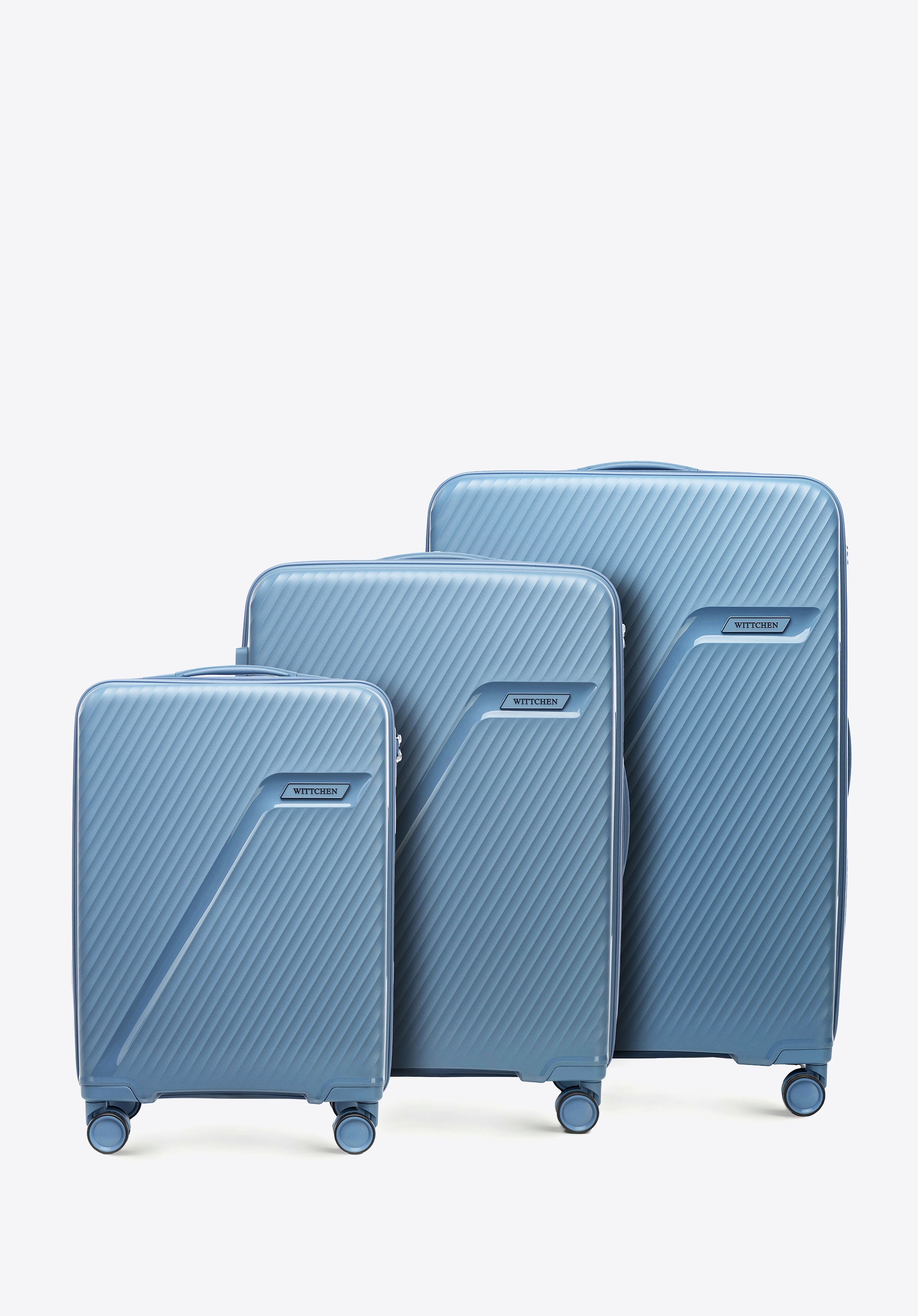 Polypropylene luggage set with diagonal pattern, blue, 56-3T-50S-70, Photo 1