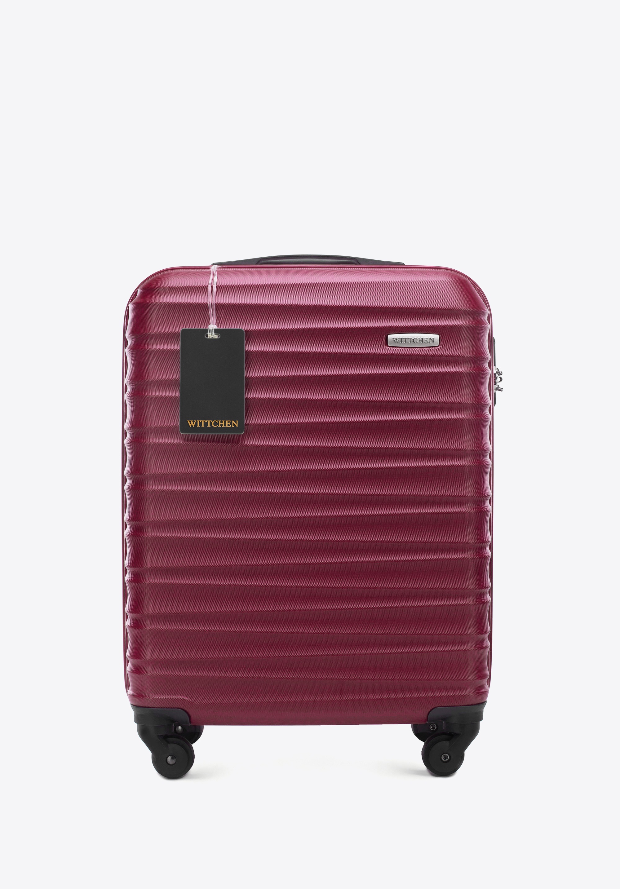 Mała walizka z ABS - u i identyfikator z logo, bordowy, 56-3A-311-31Z5, Zdjęcie 1