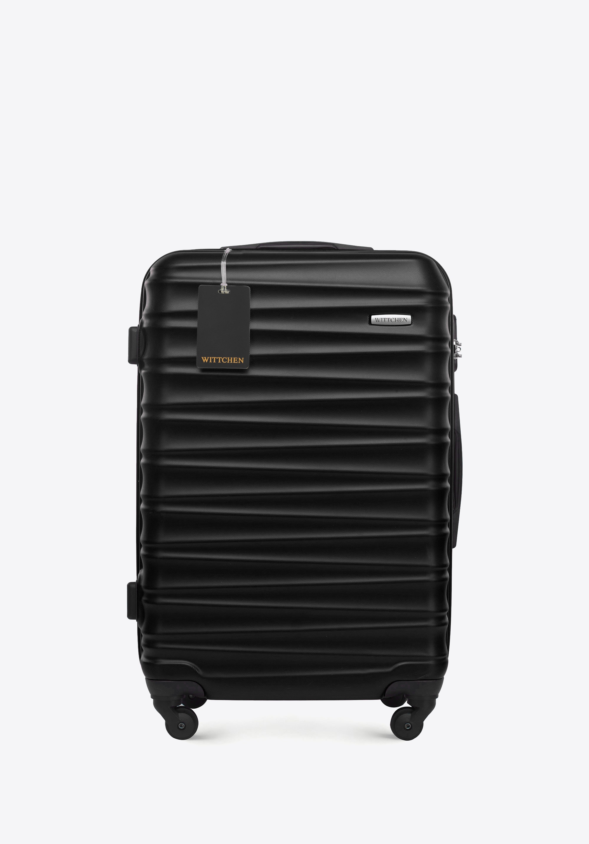 Średnia walizka z ABS - u i identyfikator z logo, czarny, 56-3A-312-11Z5, Zdjęcie 1