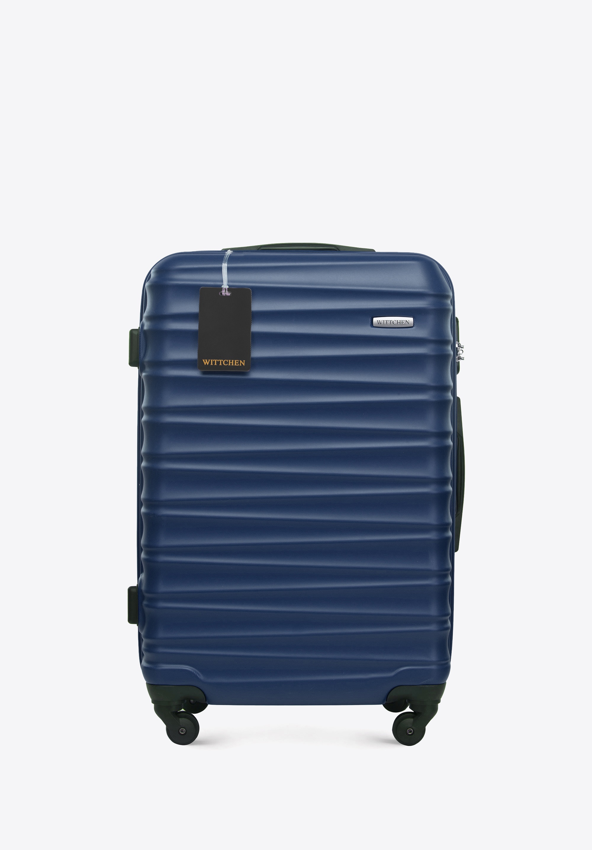 Średnia walizka z ABS - u i identyfikator z logo, granatowy, 56-3A-312-91Z5, Zdjęcie 1