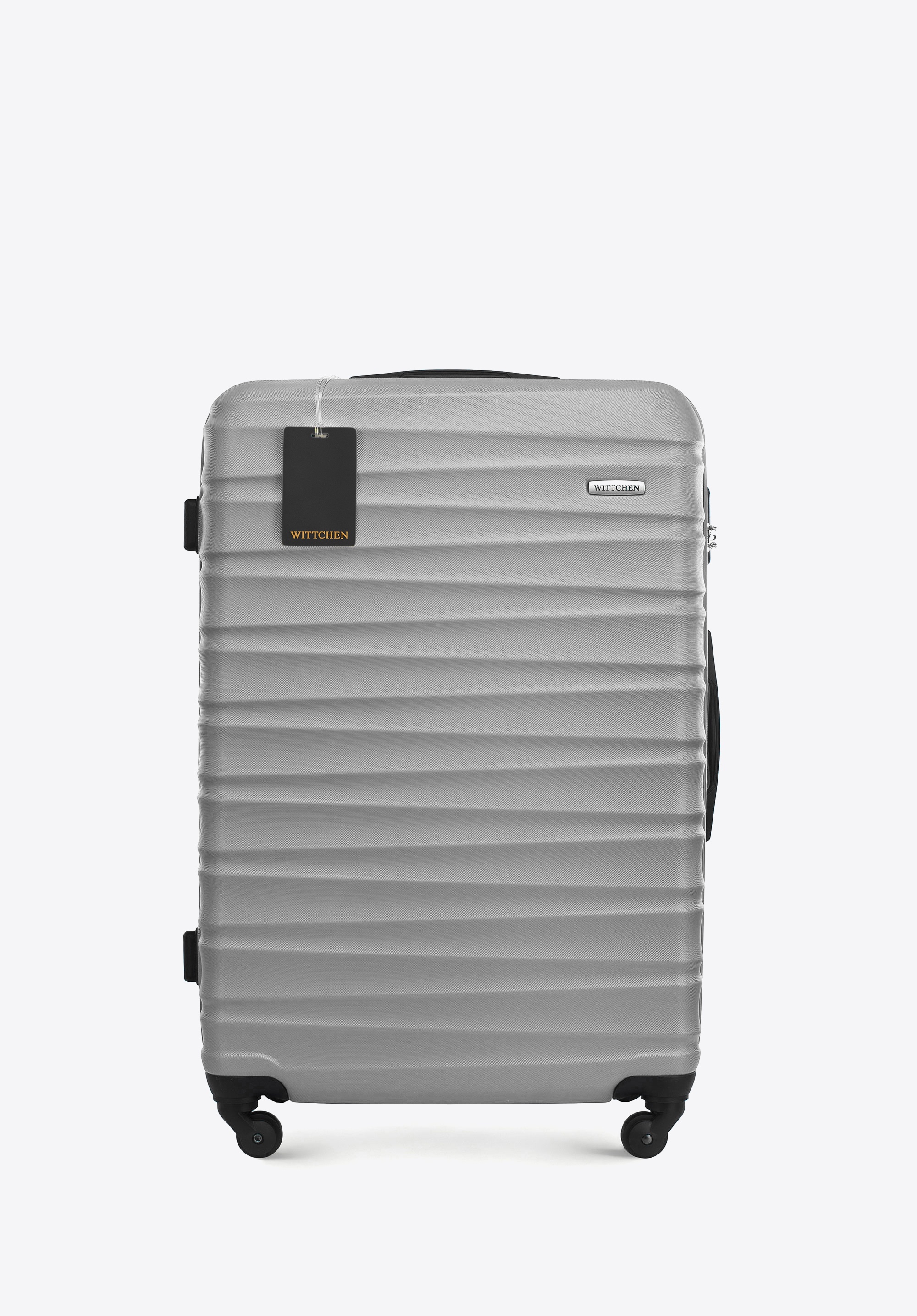 Large ABS suitcase with logo luggage tag, grey, 56-3A-313-01Z5, Photo 1