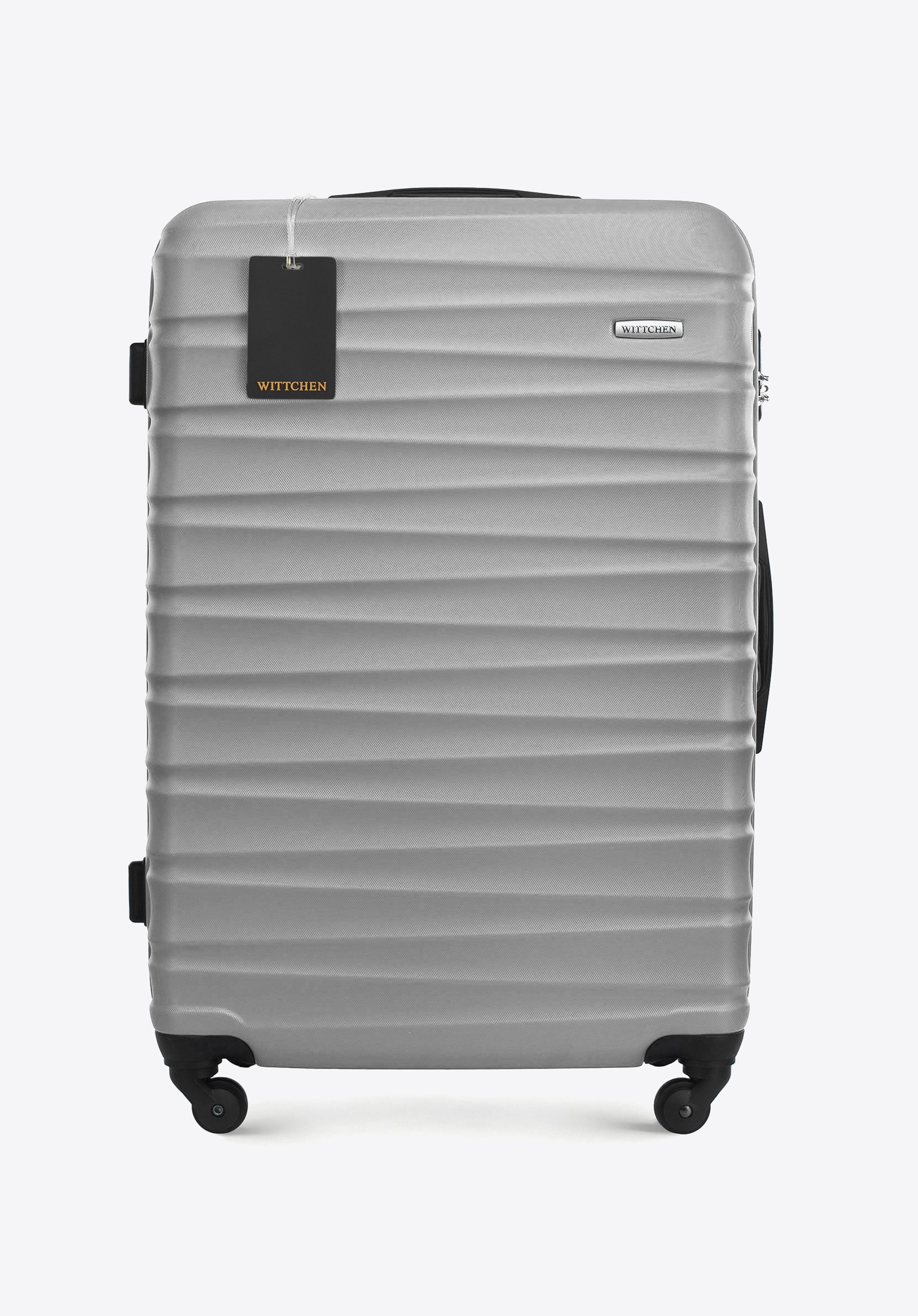 Duża walizka z ABS - u i identyfikator z logo, szary, 56-3A-313-01Z5, Zdjęcie 1