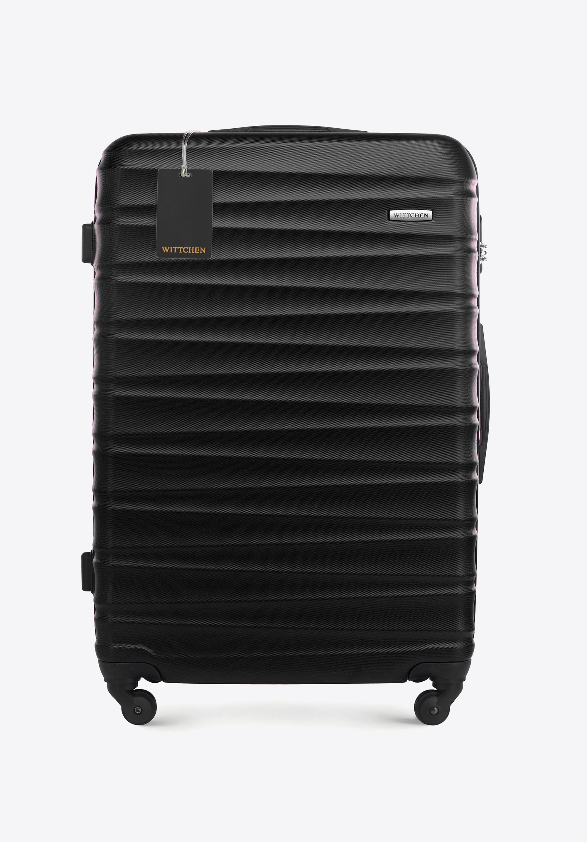 Duża walizka z ABS - u i identyfikator z logo, czarny, 56-3A-313-11Z5, Zdjęcie 1