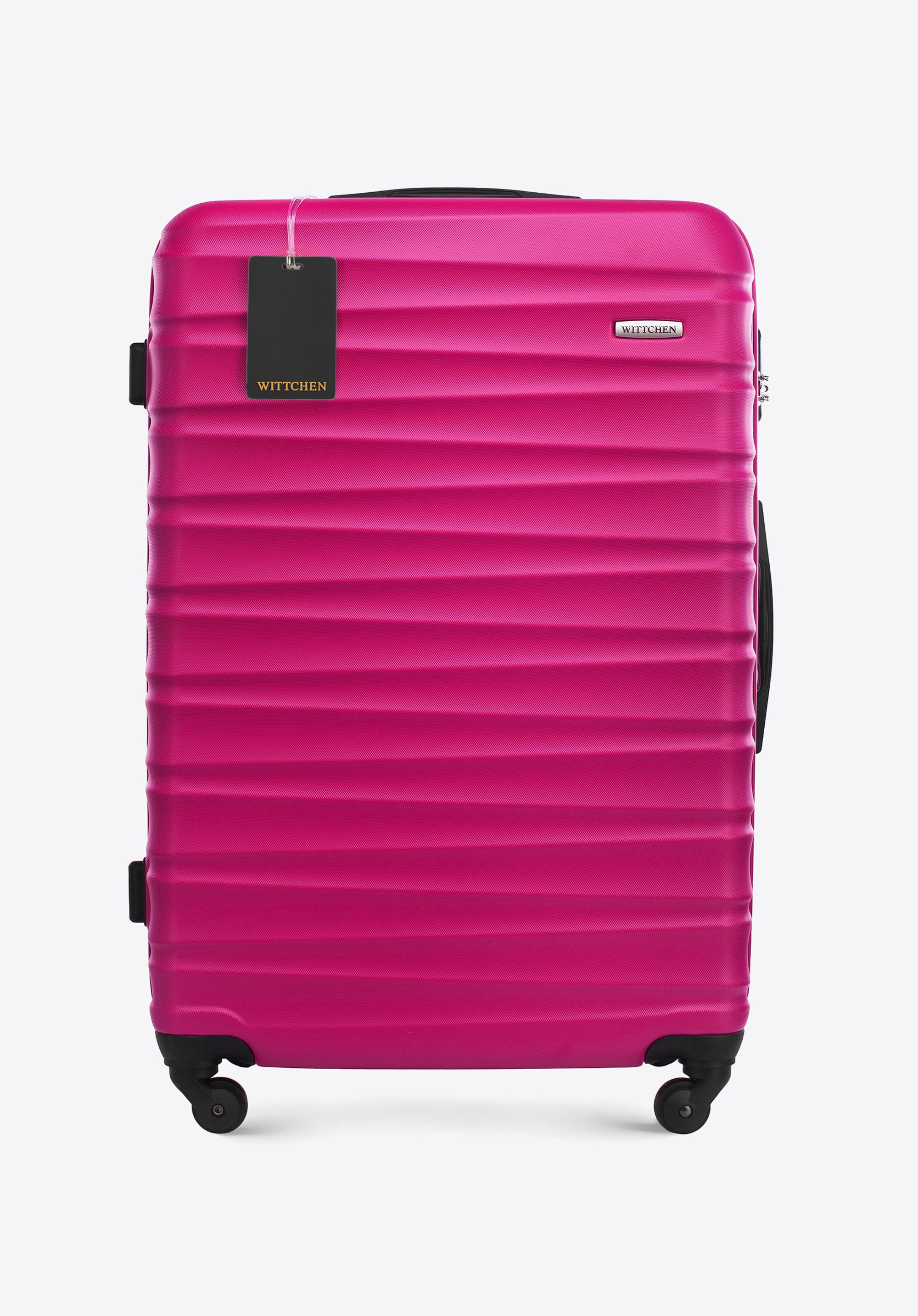 Duża walizka z ABS - u i identyfikator z logo, różowy, 56-3A-313-34Z5, Zdjęcie 1