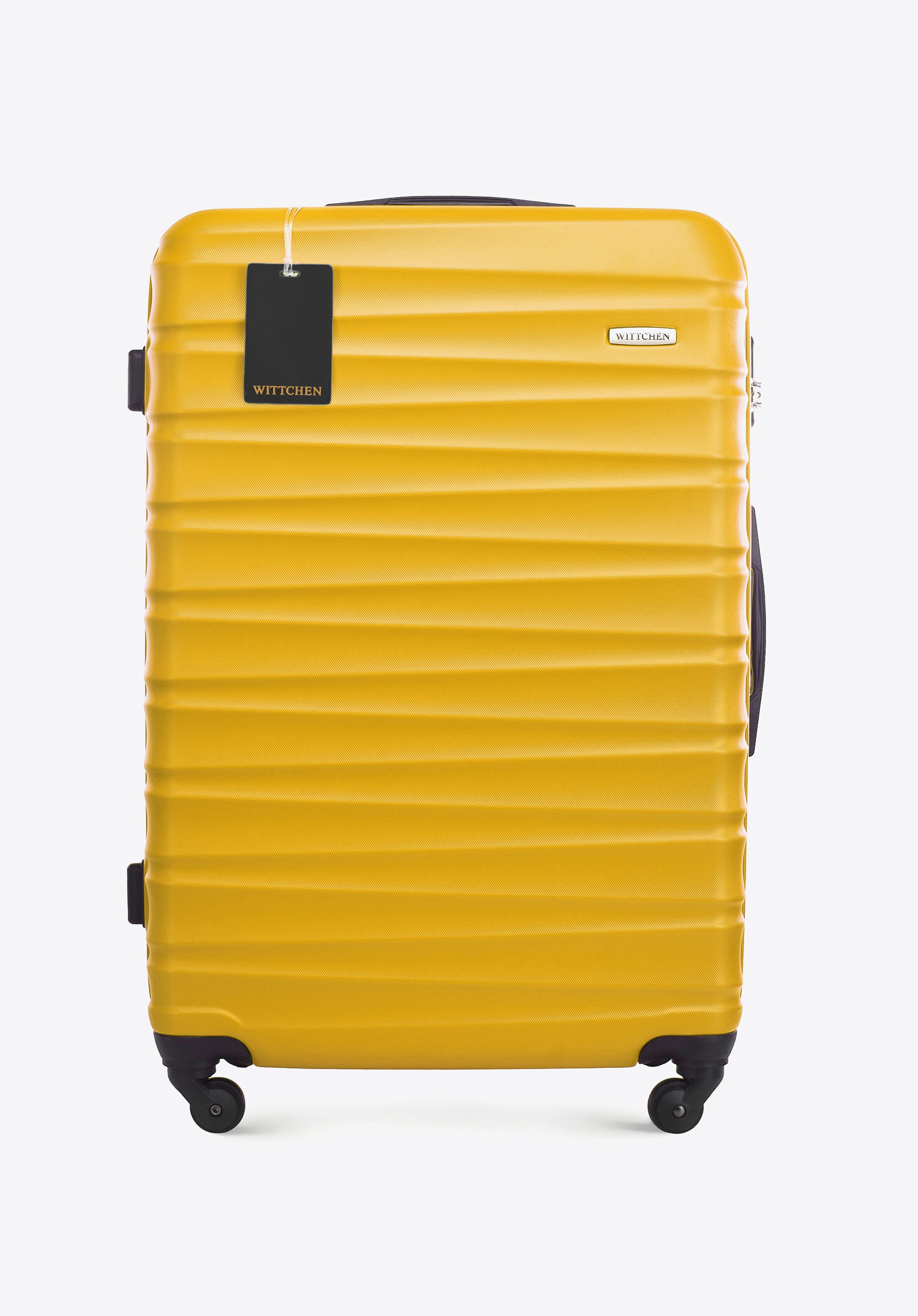 Duża walizka z ABS - u i identyfikator z logo, żółty, 56-3A-313-50Z5, Zdjęcie 1