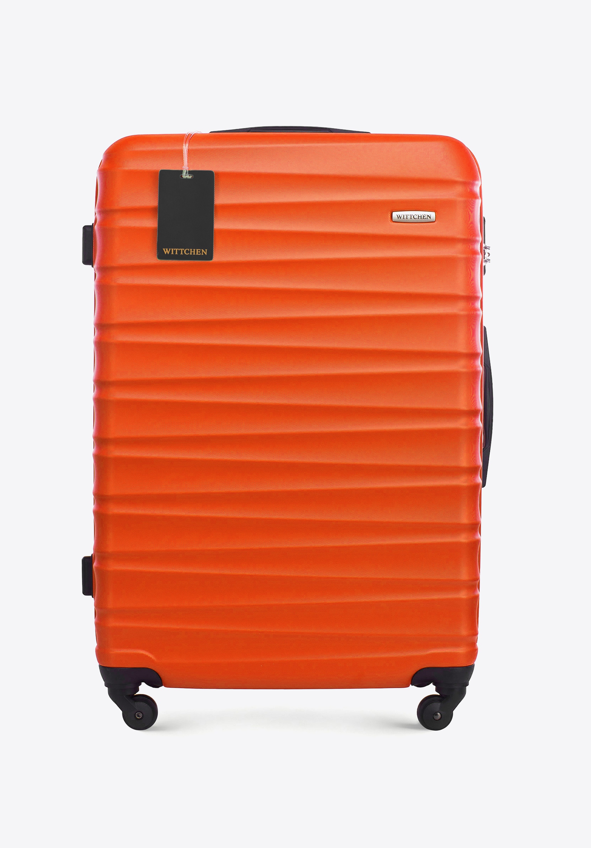 Duża walizka z ABS - u i identyfikator z logo, pomarańczowy, 56-3A-313-55Z5, Zdjęcie 1