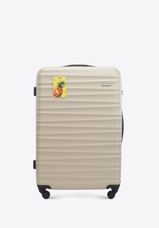 Duża walizka z ABS - u z identyfikatorem, beżowy, 56-3A-313-86Z2, Zdjęcie 1