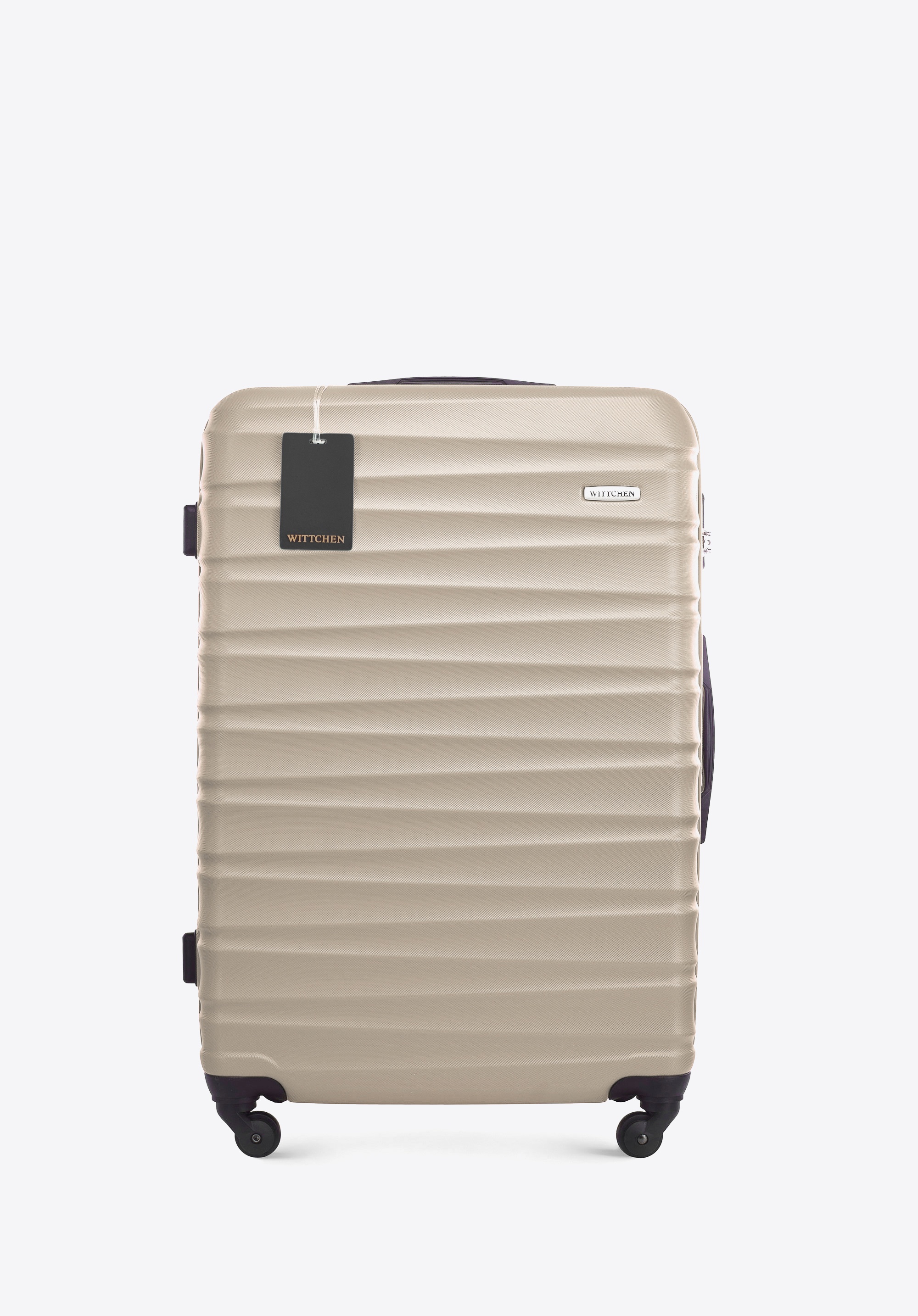 Large ABS suitcase with logo luggage tag, beige, 56-3A-313-86Z5, Photo 1