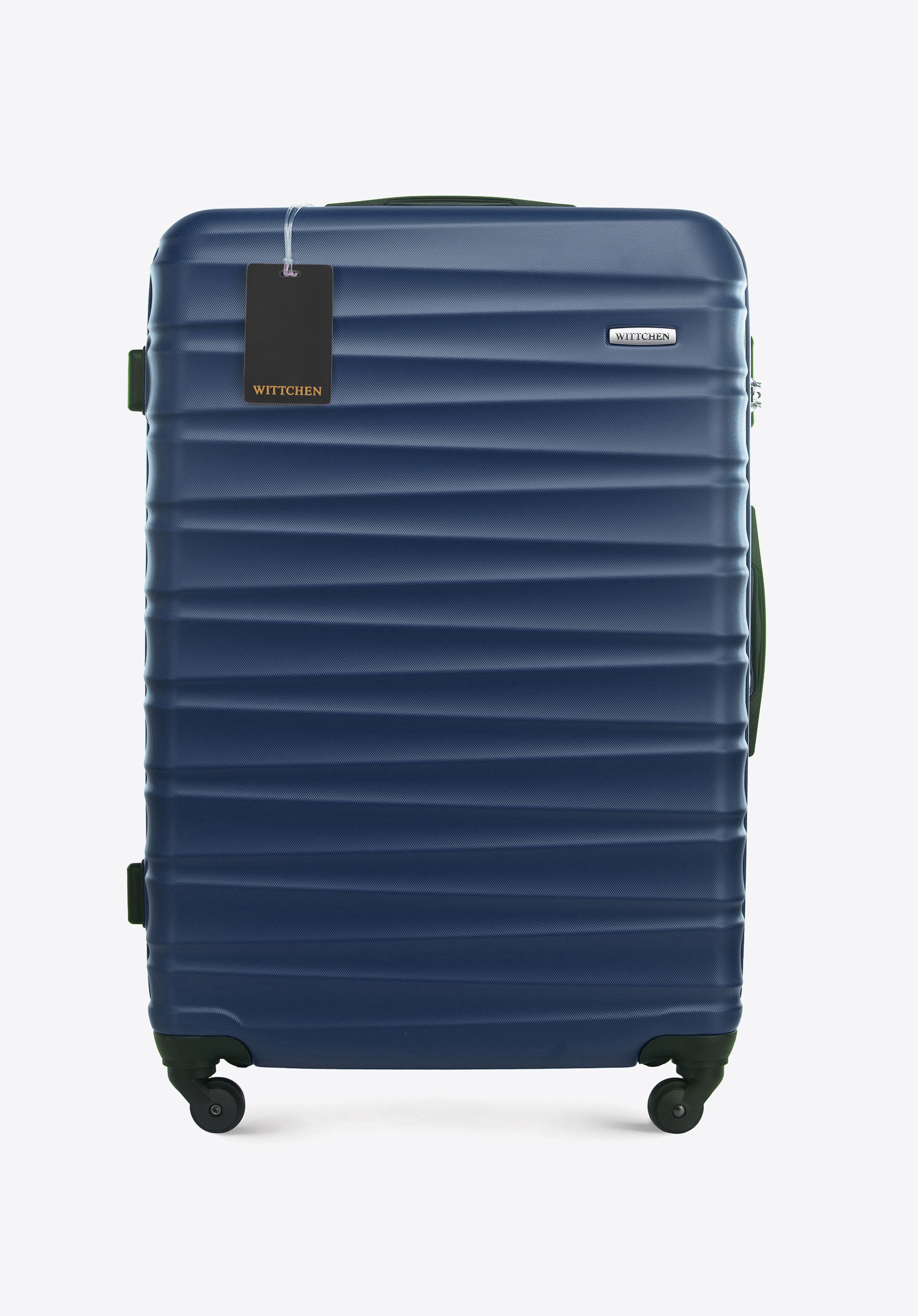 Duża walizka z ABS - u i identyfikator z logo, granatowy, 56-3A-313-91Z5, Zdjęcie 1