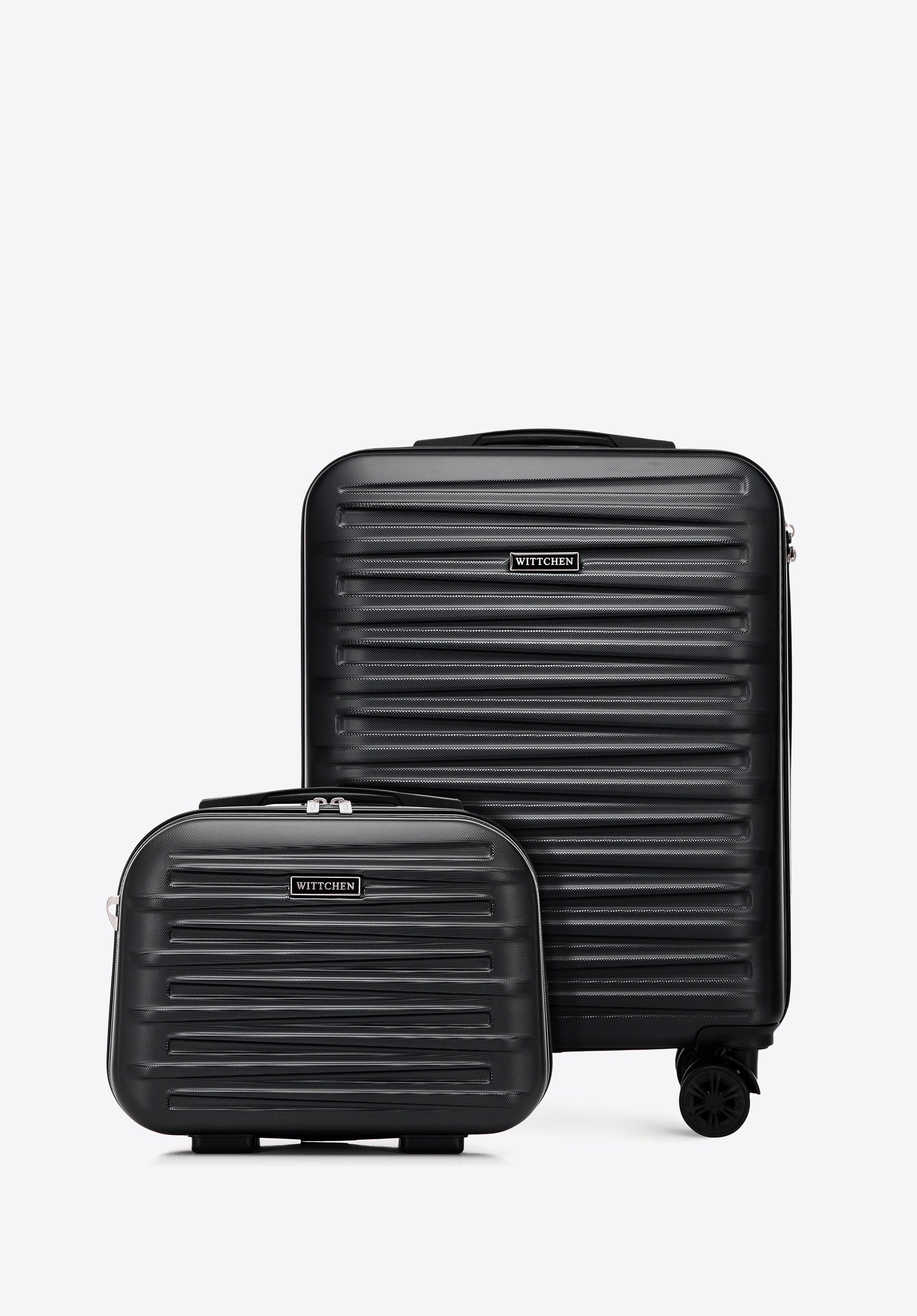 Zestaw walizki kabinowej i kosmetyczki z ABS-u, czarny, 56-3A-00Z-11, Zdjęcie 1