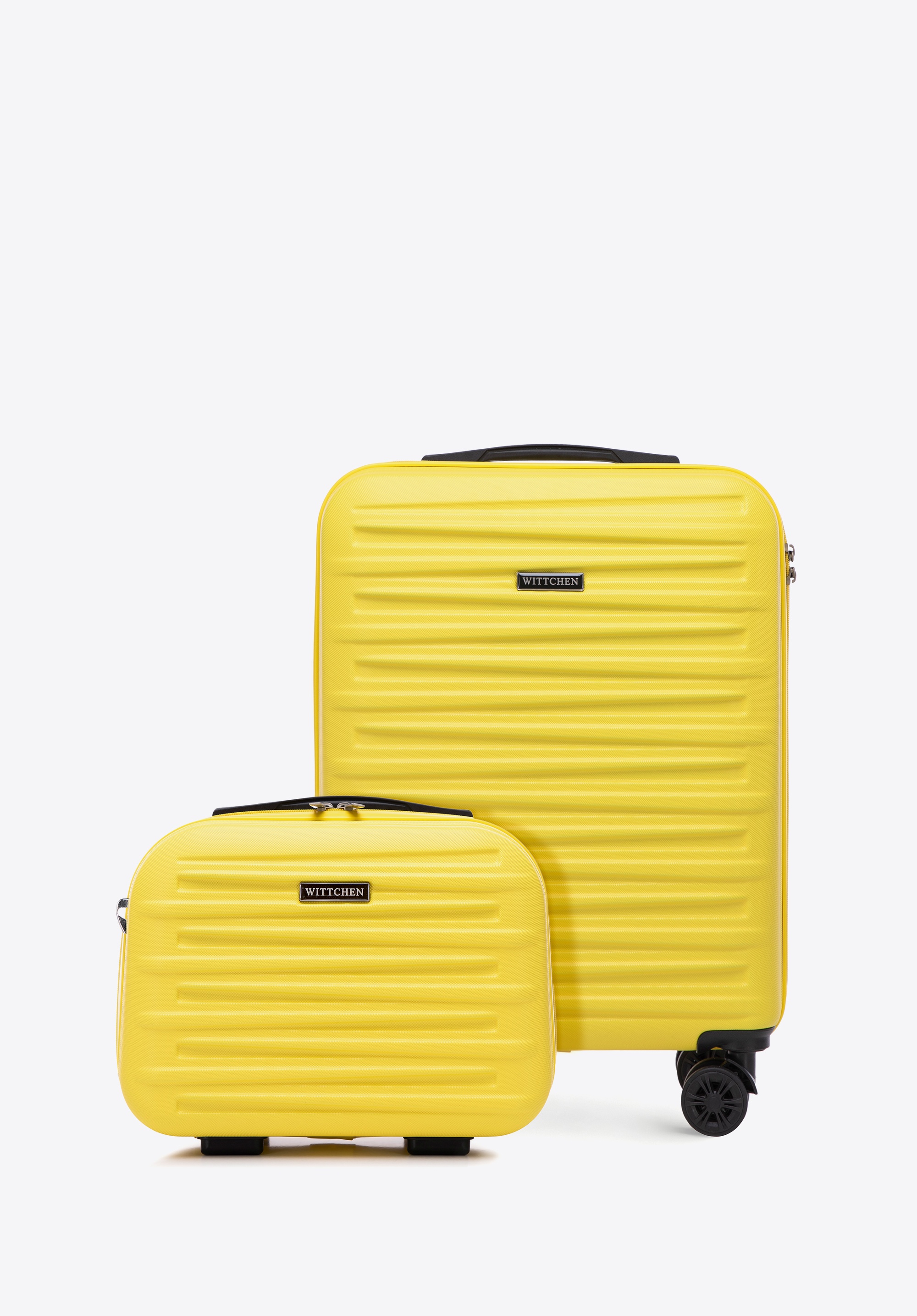 Zestaw walizki kabinowej i kosmetyczki z ABS-u, żółty, 56-3A-00Z-50, Zdjęcie 1