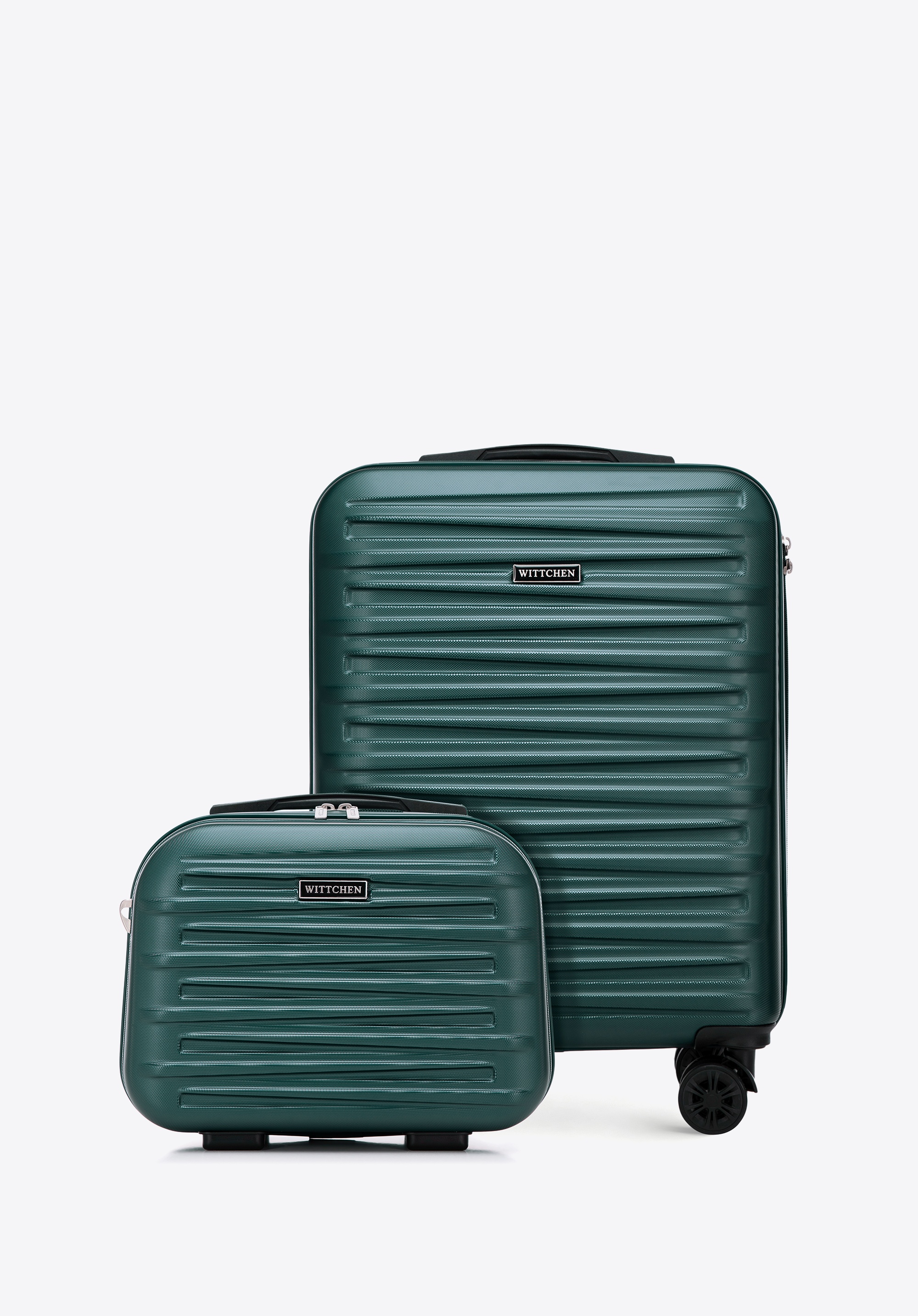 Zestaw walizki kabinowej i kosmetyczki z ABS-u, zielony, 56-3A-00Z-85, Zdjęcie 1