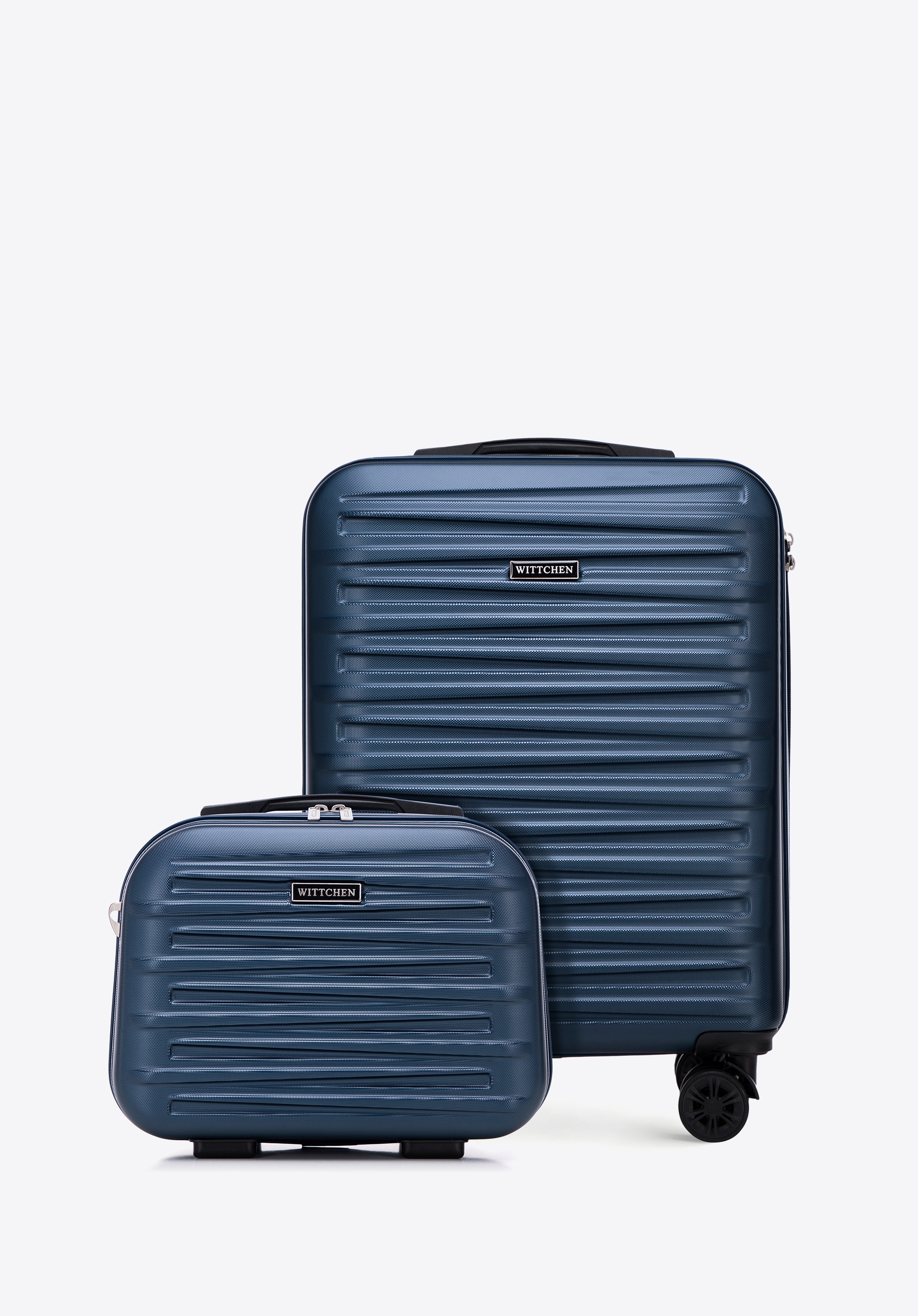 Zestaw walizki kabinowej i kosmetyczki z ABS-u, granatowy, 56-3A-00Z-90, Zdjęcie 1